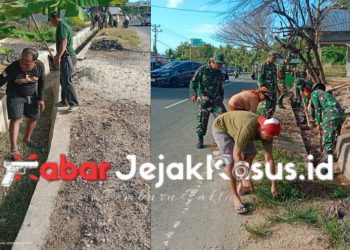 Jumat Bersih di Desa Teratai: Kolaborasi TNI, Pemdes, dan Swasta Wujudkan Lingkungan Sehat