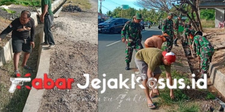 Jumat Bersih di Desa Teratai: Kolaborasi TNI, Pemdes, dan Swasta Wujudkan Lingkungan Sehat