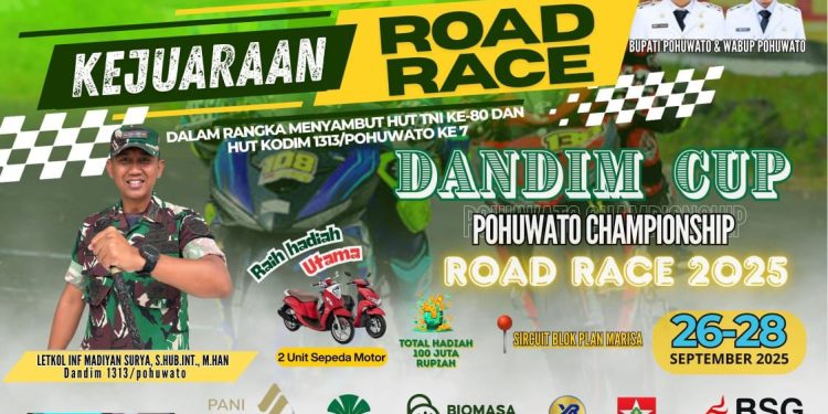 Road Race Dandim Cup Pohuwato 2025: Hadiah Rp100 Juta & 2 Unit Motor Siap Diperebutkan!