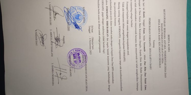 Formapel Desa Karya Baru Dibubarkan